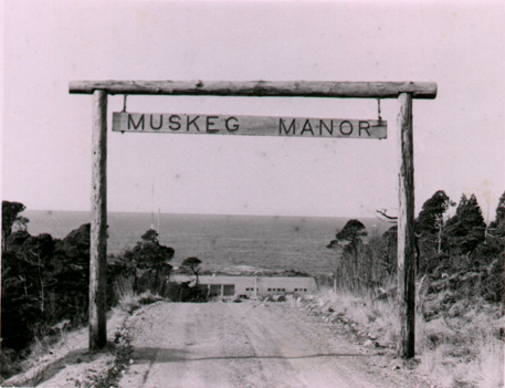 Entrance sign to Muskeg Manor